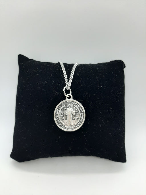Circular Saint Benedict Medal on 18" or 24" Chain - Catholic Gifts Canada