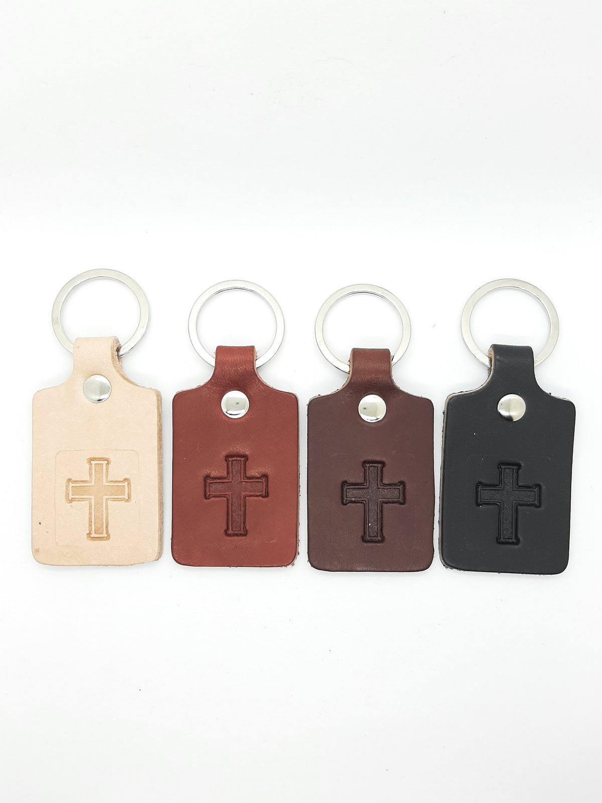 Handmade Leather Cross Keychain Four Colours