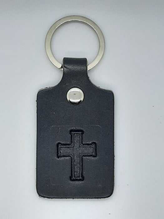 Handmade Leather Cross Keychain - Four Colours - Catholic Gifts Canada