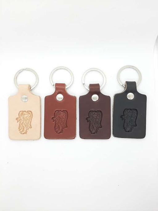 Handmade Leather Angel of the Highway Keychain - Four Colours - Catholic Gifts Canada