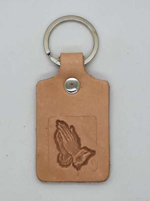 Handmade Leather Praying Hands Keychain - Four Colours - Catholic Gifts Canada