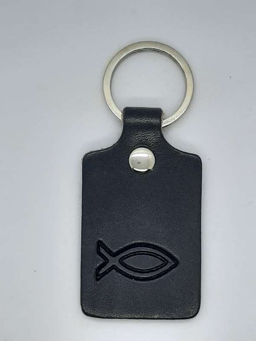 Handmade Leather Ichthys Keychain - Four Colours - Catholic Gifts Canada