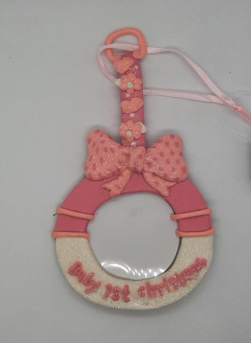 Handmade Baby Girl's First Christmas Ornament - Pink
