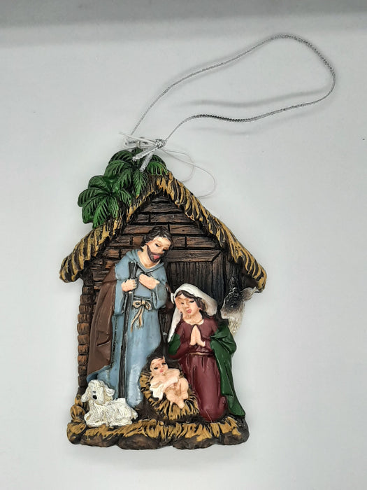 4" Holy Family With Lamb Ornament