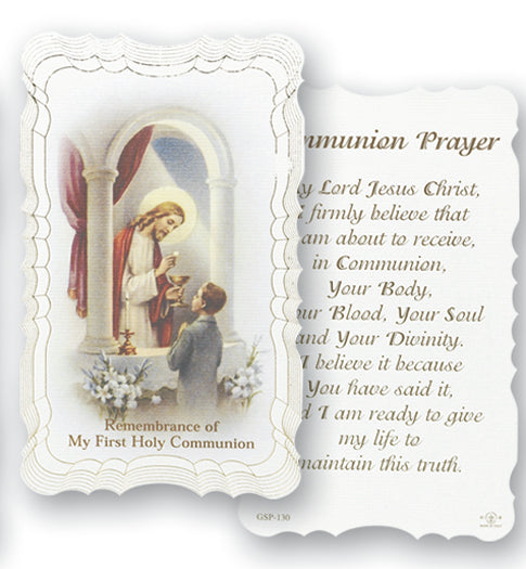 Boy's Prayer Card with Gold Highlights - Catholic Gifts Canada