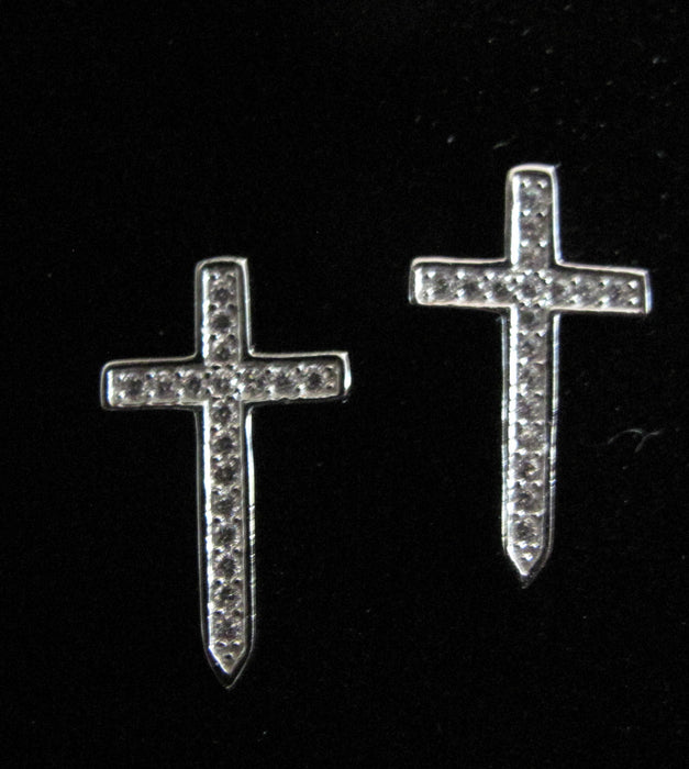 Silver Cross Earring Studs - Catholic Gifts Canada