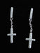 Silver Dangling Cross Earring with CZ - Catholic Gifts Canada