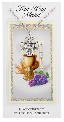 First Communion 4-Way Cross Pendant Set - Catholic Gifts Canada
