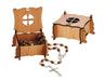 Olive Wood Finish Rosary with Cross Box - Catholic Gifts Canada