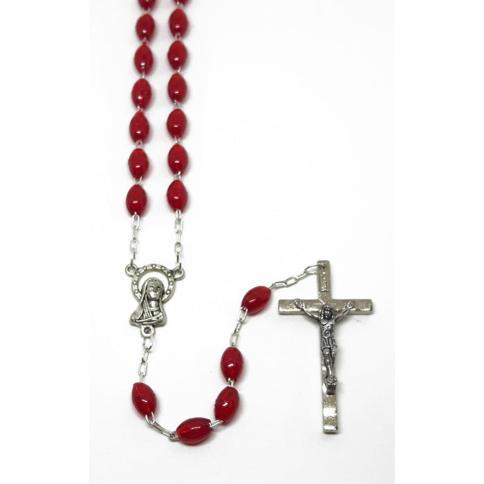Gift Boxed Red Oval Bead Rosary