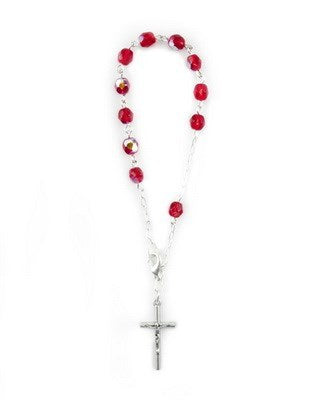 Red Crystal Bead Rosary Bracelet
