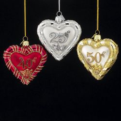 25th Anniversary Glass Heart Ornament - Catholic Gifts Canada