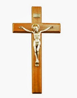 8" Wood Crucifix With Silver Corpus - Catholic Gifts Canada