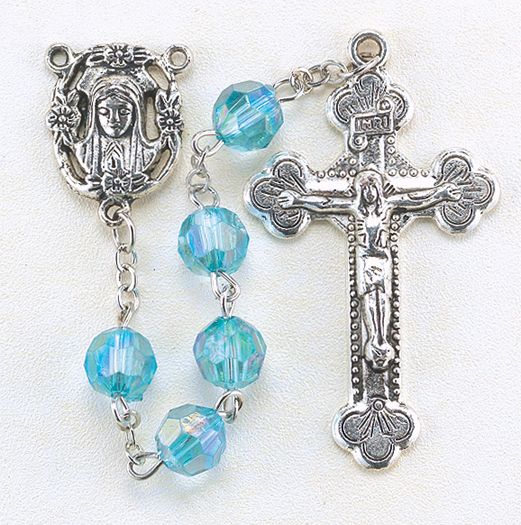 Birthstone Rosary for March - Catholic Gifts Canada