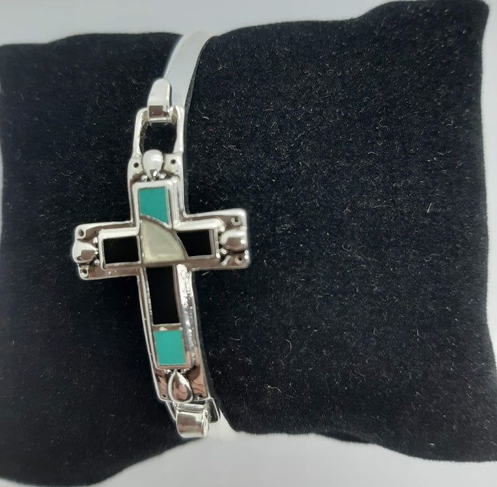 Inlay Cross Bangle - Style 2 - Catholic Gifts Canada