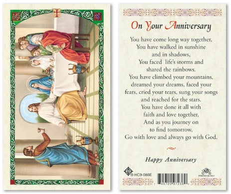 Laminated Wedding Anniversary Holy Card - Catholic Gifts Canada