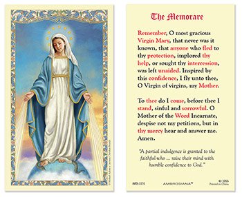 Laminated Memorare Prayer Card