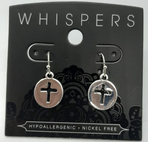 Dangle Cross Cut-Out Earring in Silver - Catholic Gifts Canada