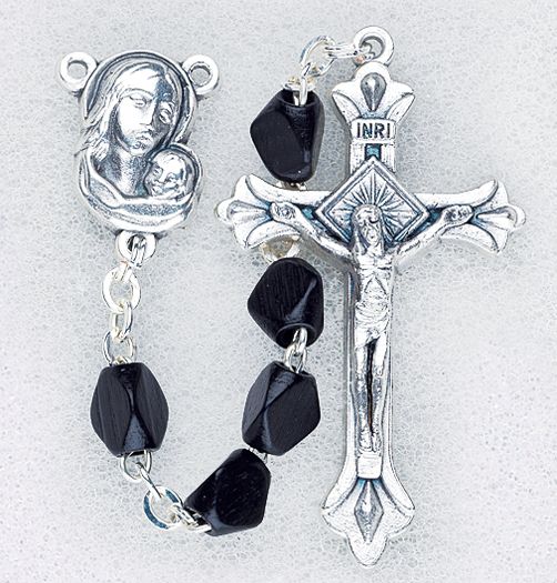 Black Triangular Bead Rosary - Catholic Gifts Canada
