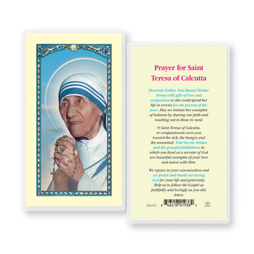 St. Teresa of Calcutta Laminated Prayer - Catholic Gifts Canada