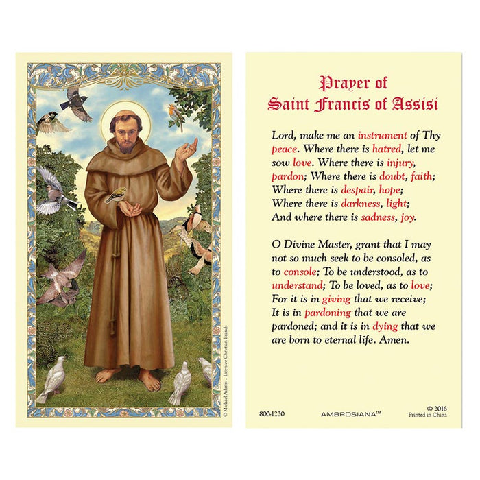 St. Francis Of Assisi Holy Card - Catholic Gifts Canada