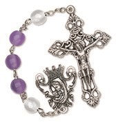Purple/White Cat's Eye Glass Bead Rosary - Catholic Gifts Canada
