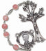 Pink Frosted Glass Bead Dogwood Rosary - Catholic Gifts Canada