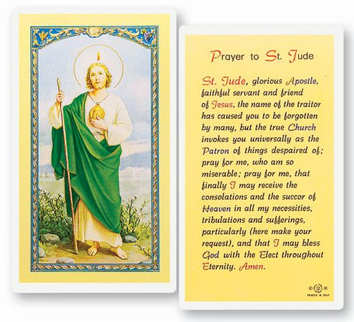 Saint Jude Laminated Prayer - Catholic Gifts Canada