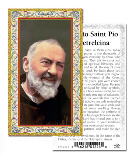 Saint Pio Laminated Prayer - Catholic Gifts Canada