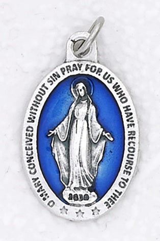 Miraculous Medal With Blue Enamel - Catholic Gifts Canada
