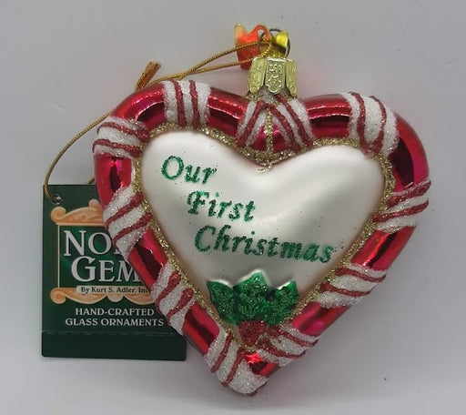 First Christmas Glass Heart Ornament - Catholic Gifts Canada