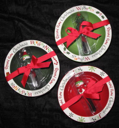 Christmas Bowl with Spreader - Light Green - Catholic Gifts Canada
