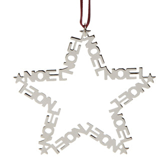 Silver NOEL Star Ornaments (Set of 2) - Catholic Gifts Canada