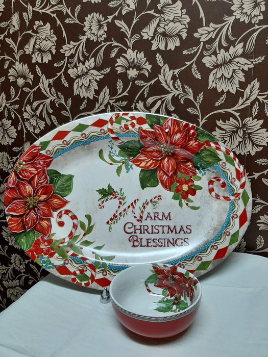 Poinsettia Platter & Dip Set - Catholic Gifts Canada