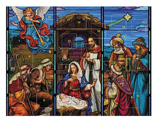 Stained Glass Nativity Advent Calendar - Catholic Gifts Canada