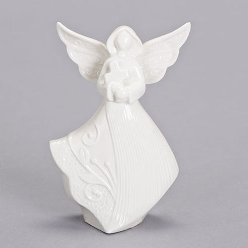 8" Porcelain Angel & Cross - Catholic Gifts Canada
