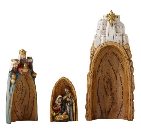Three-Piece Nesting Bethlehem Nativity Set - Catholic Gifts Canada