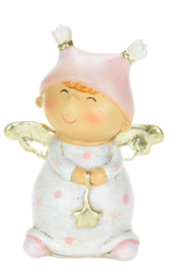 Child Angel Figure Holding Star With Both Hands
