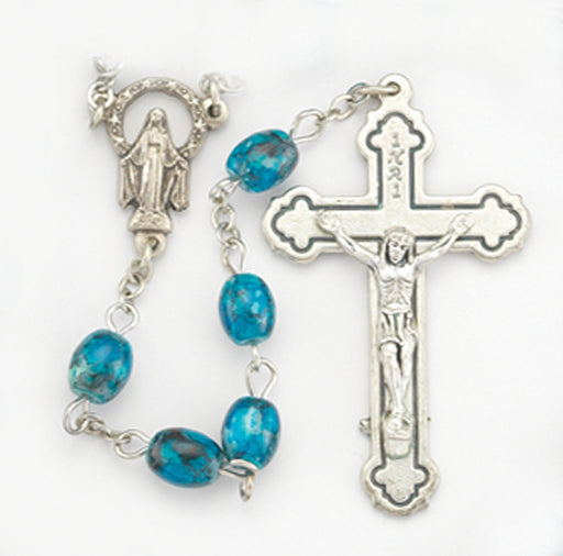 Turquoise Marbled Bead Rosary - Catholic Gifts Canada