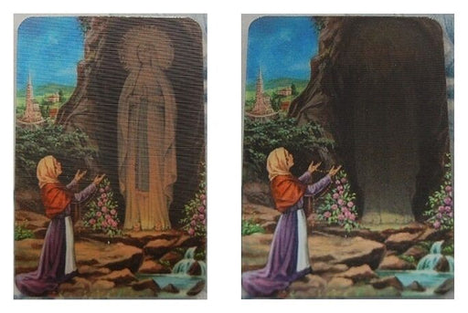 Our Lady of Lourdes Hologram Prayer Card - Catholic Gifts Canada