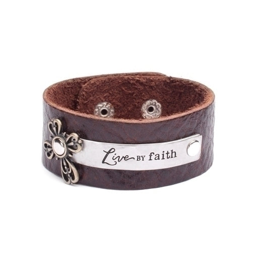 Leather "Faith" Bracelet - Catholic Gifts Canada